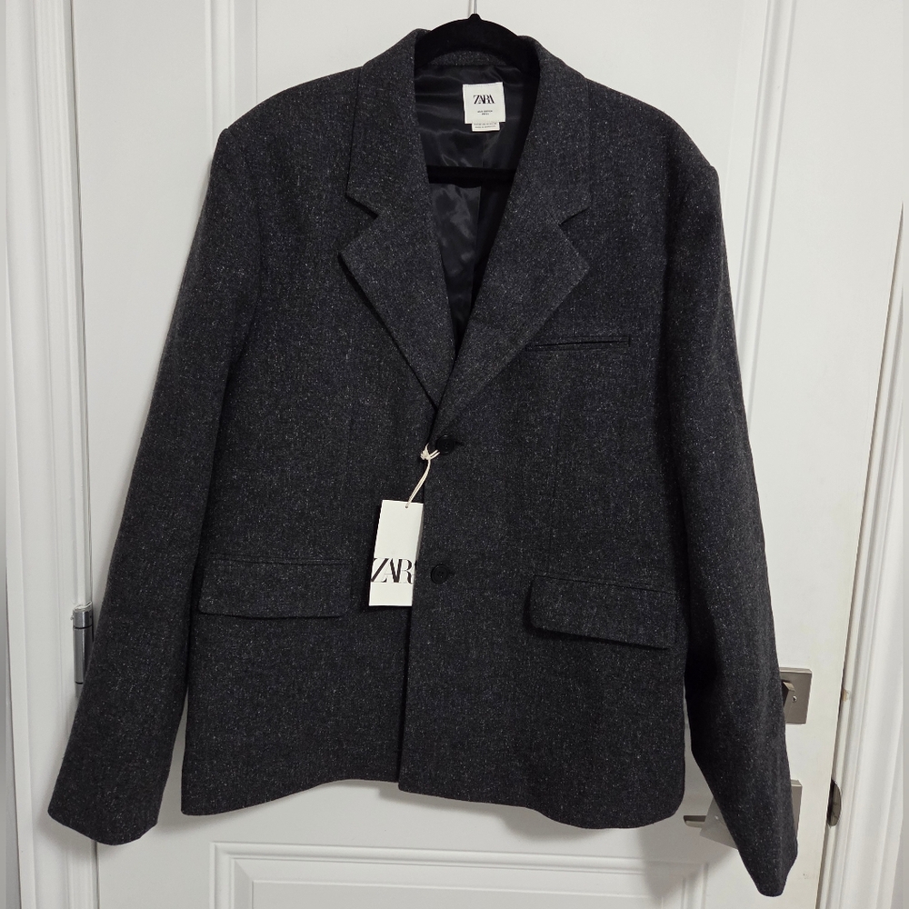 NWT - Zara Manteco Italian Wool Silk Blended Men's Blazer - EU 52/L